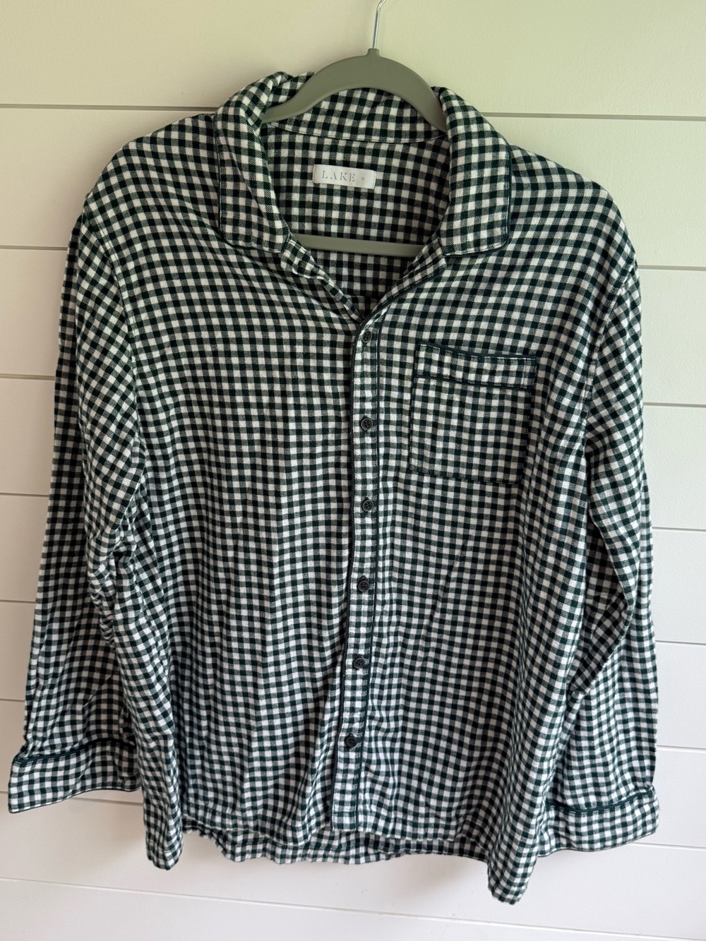 Lake gingham green pj top med